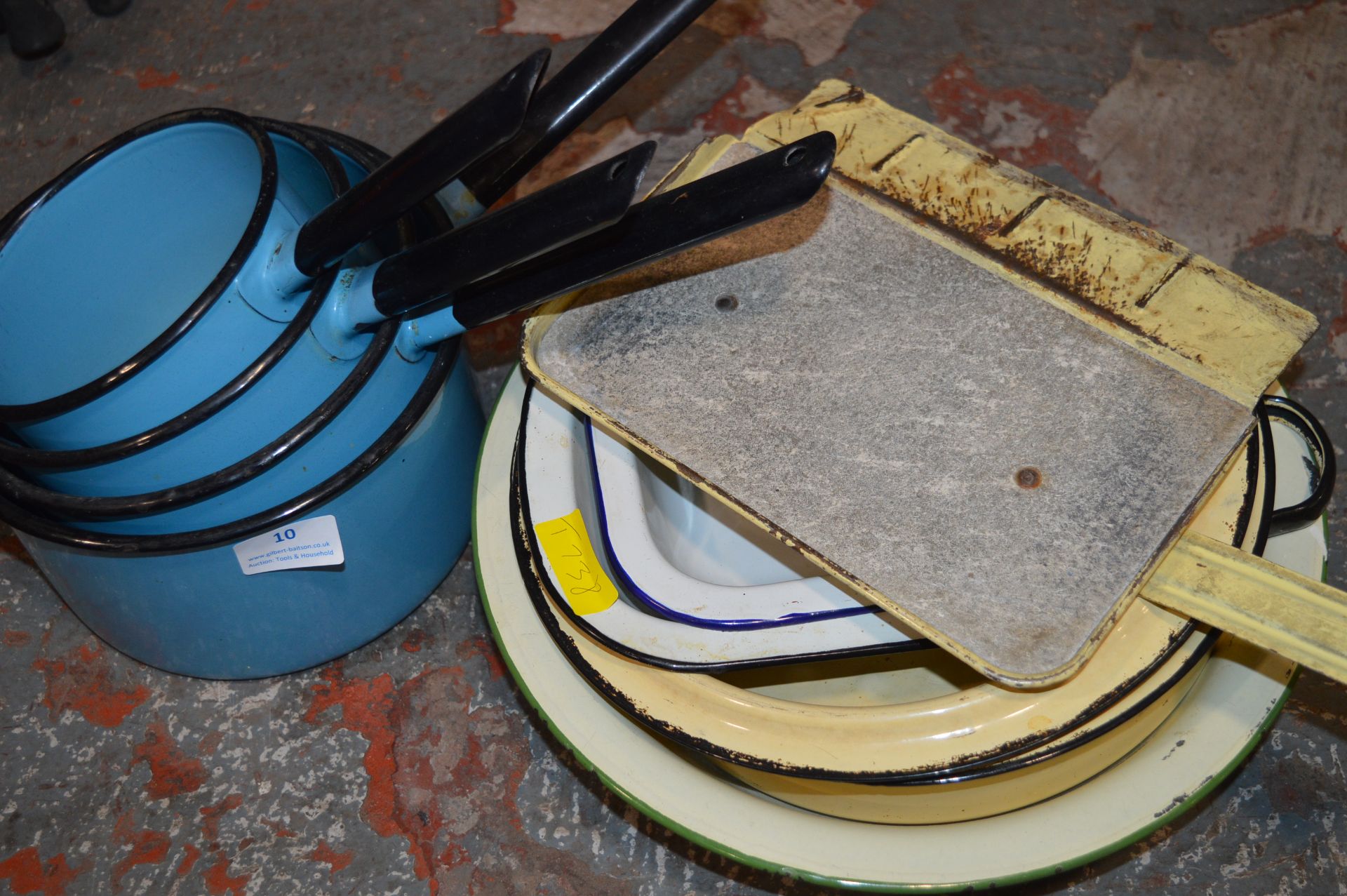 Set of Vintage Enamel Pans and Dishes