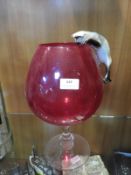 Large Brandy Glass with Siamese Cat