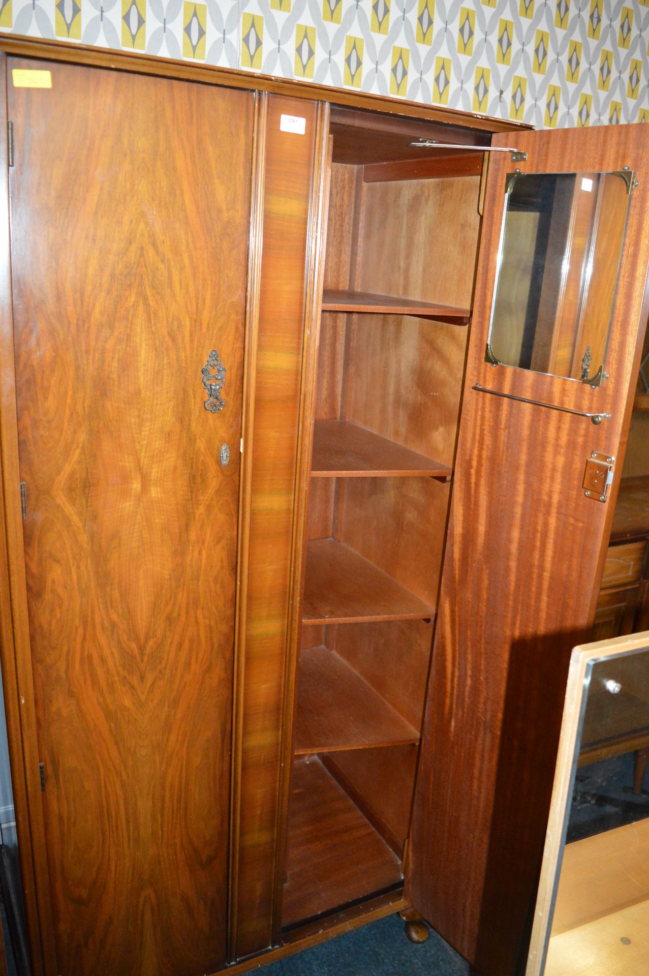 Vintage Double Wardrobe with Interior Shelving - Image 2 of 2