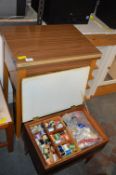 Sewing Table and a Sewing Stool Box Plus Contents