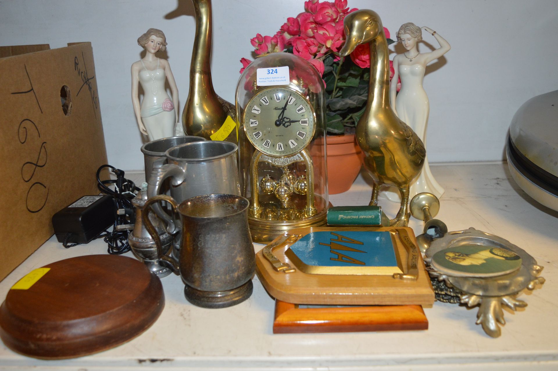 Collection of Curios; Ducks, Clock and Tankard