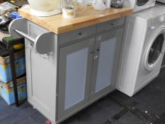 Grey Painted Kitchen Trolley with Beech Top