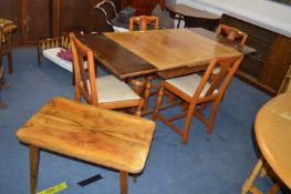 1930's Oak Draw Leaf Table and Four Dining Chairs, plus a Side Table
