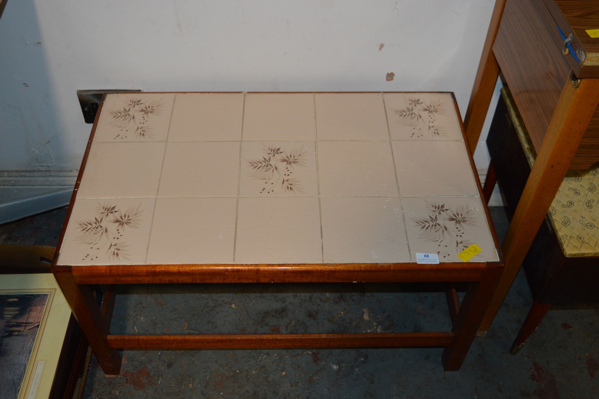 Low Coffee Table with Tiled Top