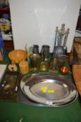 Collectibles Including Metal Ware, Wooden Bowls, etc.