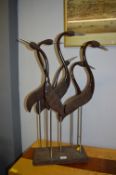 Metal & Wood Sculpture of Birds