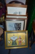 Twelve Assorted Framed Pictures and Print plus a Mirror