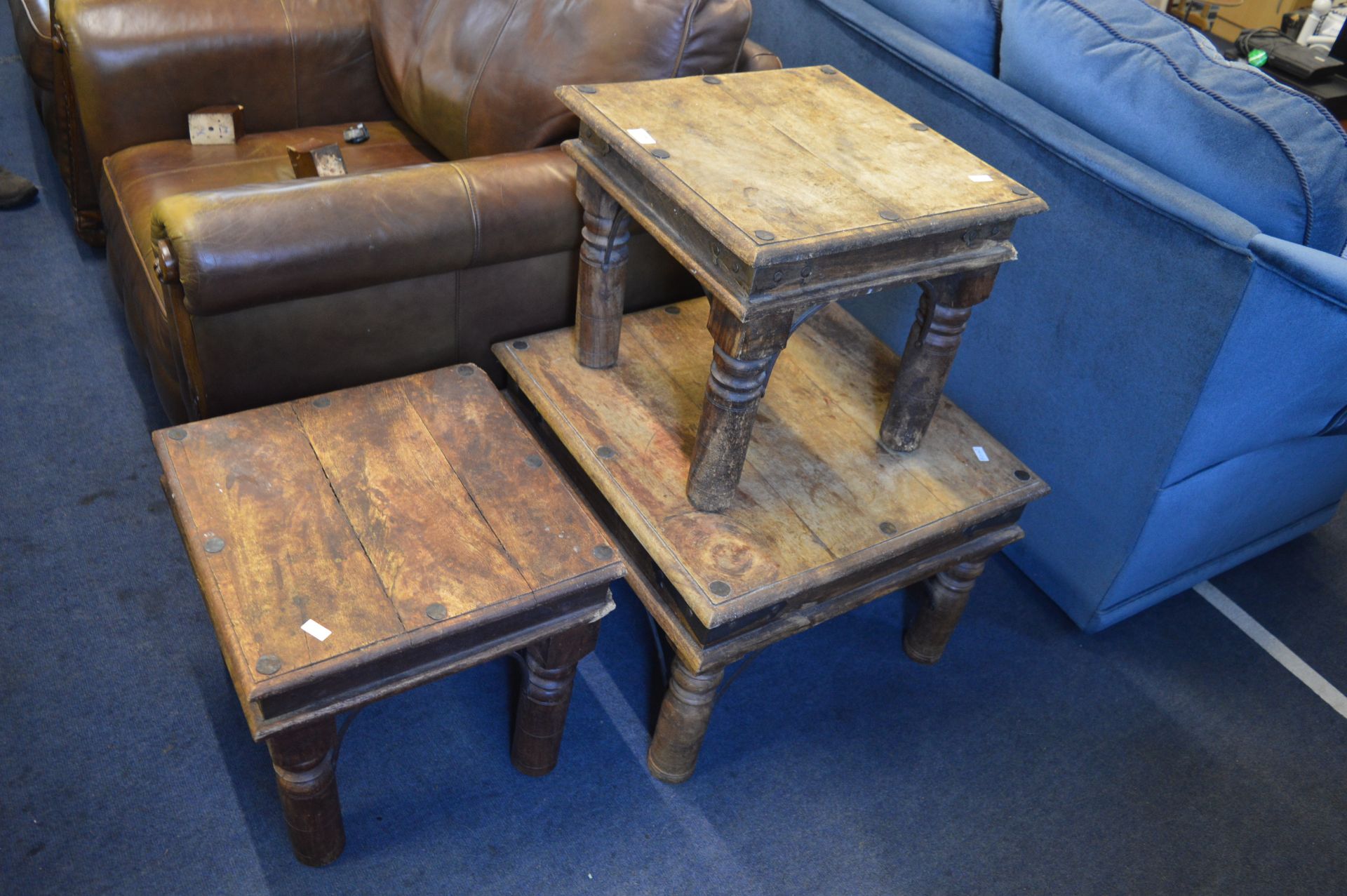Three Rustic Wooden Coffee Tables