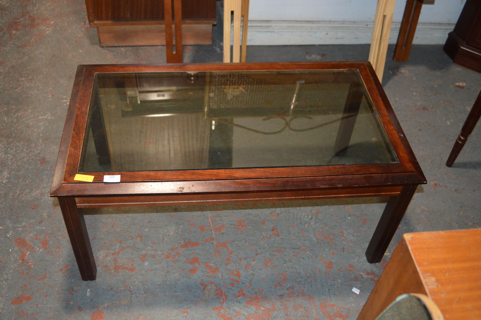 Low Coffee Table with Glass Top