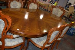 Inlaid Polished Table with Six Chairs