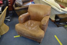 Brown Distressed Leather Armchair