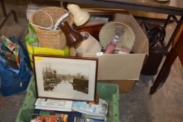 Mixed Household Items; Books, Lamp, Basket, Shoes,