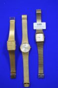 Three Gilt Dress Watches by Ingersoll, Casio and Seiko