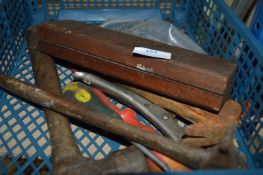 *Box of Tools including Hammer, Sharpening Stone etc