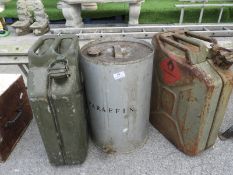 Three Vintage Metal Fuel Drums