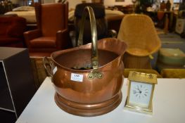Copper Coal Scuttle and Contents