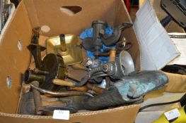 Box of Vintage Mincers, Marmalade Cutter and Horse