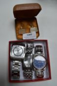 Three Gents Wristwatches and a Pair of Cufflinks