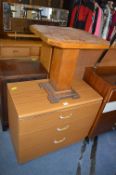 Three Drawer Bedroom Chest by Marsh Nicholson of Hull, and a Pedestal Table