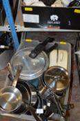 Pressure Cooker, Various Pans and a Dutch Oven