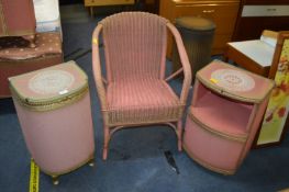 Pink Lloyd Loom Style Bedroom Chair and Matching Bedside Cabinets