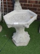 Ornamental Birdbath with Hexagonal Top