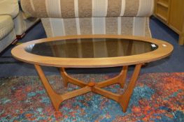 Retro Teak Coffee Table with Smoked Glass Insert