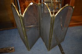 Folding Brass Four Panel Fire Screen (AF)