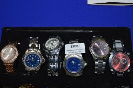 Six Gents Wristwatches by Accurist, Slazenger, etc. (some AF)