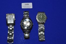 Three Gents Wristwatches by Swiss Sports, Seiko, and Avia