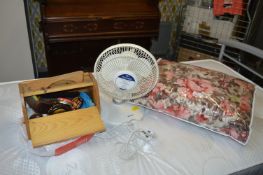 Vintage Floral Bed Cover, Shoe Shining Box and a Pifco Electric Fan
