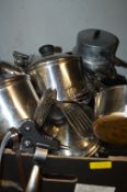 Tray of Stainless Steel and Aluminium Pans and Coo