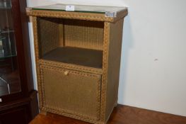 Vintage Woven Bedside Cupboard with Glass Top