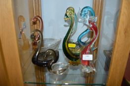 Seven Murano Glass Swans