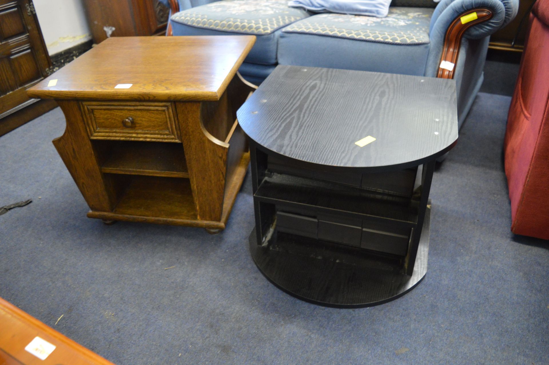 Oak Magazine Rack Coffee Table and a Black Ash Effect Cassette Storage Coffee Table