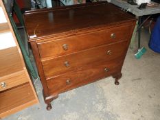 *Mahogany Chest of Three Drawers on Cabriole Legs