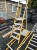 *Pair of Fiberglass Bailey Four Tread Platform Steps and One Other with Faults