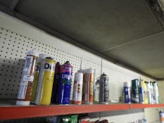 *Contents of Top Shelf to Include; Silicone Sealants, Spray Glue, Paints, etc.