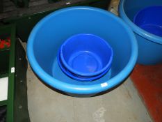 *Three Blue Plastic Koi Bowls