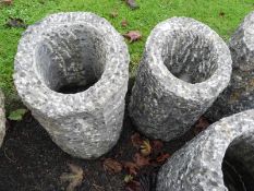 *Pair of Hand Carved Granite Planters