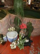 *Large Fish Bowl, Tall Vase, Planter and Artificial Foliage