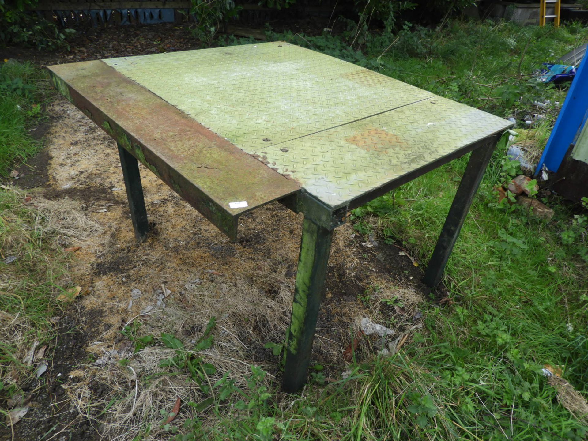 *Box Section Table with Checkered Aluminium Top (Suitable for Diesel Tank)