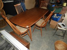 *Ercol Rectangular Dining Table and Four Spindleback Chairs with Cushions