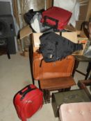 *Box Containing Assorted Holdalls, Bags, and Three Suitcases, etc.