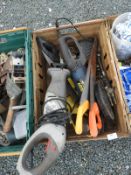 *Box of Assorted Hand Tools; Reciprocating Saw, Hand Saws, etc.