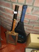*Vintage Tennis Racket with Clamp and a Slazenger Tennis Racket