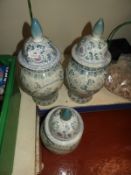 *Three Oriental Style Ginger Jars