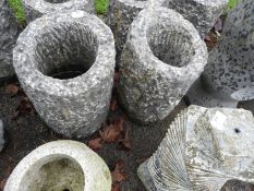 *Pair of Hand Carved Granite Planters