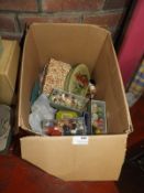 *Box Containing Assorted Haberdashery; Buttons, Cotton Reels Including Wood Bobbins