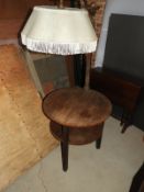 *1930's Two Tier Circular Occasional Table with Lamp and Shade